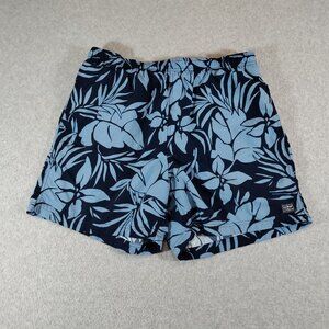 LL Bean Swim Trunks Men Large Blue Tropical Print 5.5in Inseam Nylon Brief Liner
